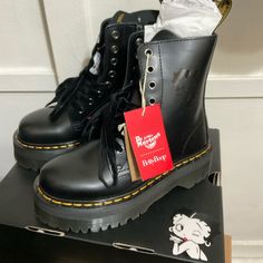 Brand New In Box Betty Boop X Dr. Marten Jadon Black Platform Boots. Dr Marten Jadon, Jadon Platform Boots, Black Platform Boots, Boots Womens, Black Platform, Doc Martens, Platform Boots, Betty Boop, Dr. Martens