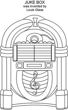 the juke box was invented by louis glass coloring page for kids and adults