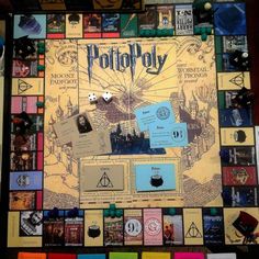 a board game with many different items on it