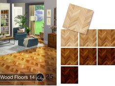 the wood floors in this living room are different colors and patterns, but not very hard to find