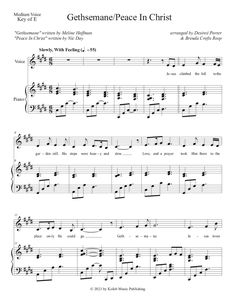 sheet music with the words,'getherane peace in christ'on it