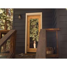 Modern Knotty Alder Full Lite Clear Glass Exterior Door - Krosswood Front Porch Steps Ideas Entrance, Glass Exterior Door, Exterior Patio Doors, Modern Wood Doors, Glass Exterior, Exterior Doors With Glass, Stained Doors, Door Colors, Cottage Door