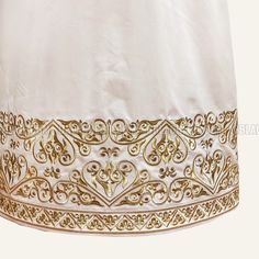 By Priests stiharion White Stikhar Podsaccosnik Priest's Podriznik Embroidered Elegant Ceremonial Embroidered Fabric With Border, Elegant Embroidered Fabric With Border For Ceremonial Use, Elegant Machine Embroidered Fabric For Festive Occasions, Chi Rho, Altar Cloth, Mandala Drawing, Easy Sewing, Quality Fabric, Ukraine