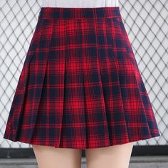 Lasaky - Plaid Pleated High-Waisted Skirt - A-Line Skirt for a Sophisticated Look Sophisticated Look, Black Knees, College Fashion, Knee Length Skirt, Cotton Pants, Types Of Skirts, Olivia Mark, A Line Skirt, Stripes Design