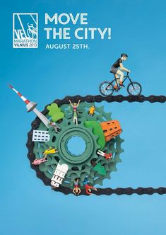 an advertisement for the move the city event with people riding bikes on a bike track