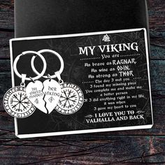 Viking Compass Couple Keychains - My Viking - I Gave My Heart To You - Gkdl26003 Free Tattoo Fonts, Couple Keychains, Viking Quotes, Id Choose You, Pagan Wedding, Viking Wedding, Cute Gifts For Her, Couples Keychains, Love Message