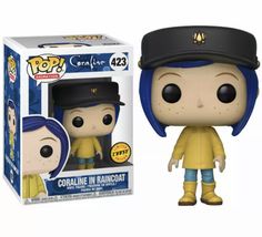 pop vinyl figure coraline in raincoat with hat