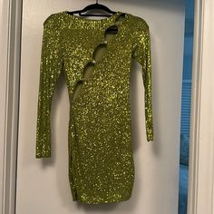 Gorgeous Light Green Sequine Dress With Rhine Stone .. Glamorous Green Mini Dress, Glamorous Green Long Sleeve Mini Dress, Green Long Sleeve Dress With Sequins, Green Midi Dress For Party Season, Green Sequin Mini Dress For Date Night, Chic Green Sequined Mini Dress, Glamorous Green Dress For Date Night, Dressy Green Mini Dress, Green Long Sleeve Dress For Night Out