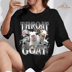 Throat Goat Shirt - the ultimate meme tee for those who love a good laugh and aren't afraid to stand out! This hilarious shirt makes the perfect inappropriate funny gag gift for your friends, whether you're celebrating birthdays, holidays, or just looking to prank someone with a bold statement. With its bootleg rap vibe and trendy design, this funny meme T-shirt will have Gen Zers in stitches. Comfortable, casual, and perfect for any occasion--get ready to own the joke in style! 👌Super Soft & Comfortable: These short sleeve t-shirts are light, comfortable, and have the perfect amount of stretch, making them an ideal daily garment for both men and women. They won't shrink and may become even softer after washing. With your favorite printed image, this will quickly become your favorite t-sh Offensively Funny Shirts, Cringe Shirts, Throat Goat, Inappropriate Funny, Inappropriate Shirts, Goat Shirt, Funny Adult Shirts, Silly Shirt, Goat Shirts