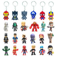 the avengers keychains are all different colors