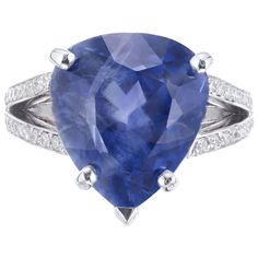 Sapphire and diamond engagement ring. Pear shaped sapphire center stone set in a platinum setting with 48 round ideal cut diamonds. There are natural veil type flaws and feathers that partially separate the color zones. 1 pear shaped blue Sapphire, approx. total weight 12.42cts, 13.76 x 12.48 x 9.10mm , natural no heat (Sri Lanka), GIA certificate #6203792143 48 full cut Ideal diamonds, approx. total weight .37cts, G, VS Size 6.25 and sizable Width at top:15.4mm Height at top:15.2mm Width at Bot Engagement Ring Pear Shaped, Ring Pear Shaped, Sapphire Diamond Engagement Ring, Sapphire And Diamond Engagement Ring, Antique Wedding Bands, Engagement Ring Pear, Diamond Sapphire Engagement Ring, Sapphire Diamond Engagement, Gia Certificate