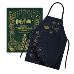 an apron and book cover for harry potter official christmas cookbook