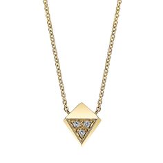 Carrie Hoffman Jewelry l Pave Polyhedron Necklace Luxury Triangle Jewelry For Gifts, Modern Diamond Necklace With Adjustable Chain For Formal Events, Gold Diamond Triangle Jewelry, Gold Triangle Diamond Jewelry, Modern Diamond Pendant Necklace, Modern Diamond Necklace With Adjustable Chain, Elegant Triangle Yellow Gold Jewelry, Elegant Yellow Gold Triangle Jewelry, Modern 14k Gold Diamond Necklace For Formal Occasions