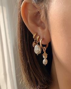 Gold Sparkly Jewelry, Ušný Piercing, Earring Ideas, Dope Jewelry, Ear Rings, Girly Jewelry, Jewelry Inspo