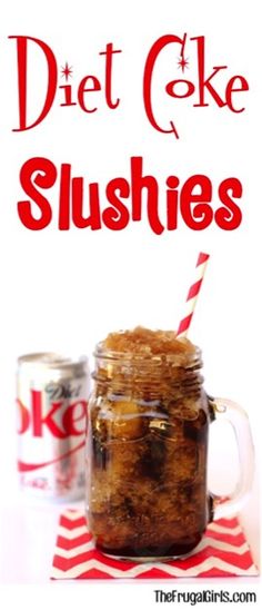 a book cover for diet cake slushies with a jar and two cups in the background