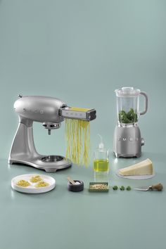 an image of some food being made in a blender and other items on the table