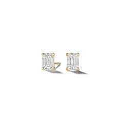 A pair of emerald cut diamond stud earrings handcrafted in 18 karat gold – perfect for everyday wear. Modern Yellow Gold Emerald Cut Earrings, Luxury 14k Gold Emerald Cut Earrings, Luxury Yellow Gold Emerald Cut Earrings, Luxury Yellow Gold Emerald Cut Diamond Earrings, Classic Diamond White Emerald-cut Earrings, Classic Diamond Earrings With Baguette Diamonds, Timeless Emerald Cut Diamond White Earrings, Modern Emerald Cut Diamond Earrings, White Emerald Cut Diamond Earrings