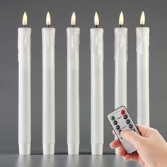 Eywamage White Melted Flameless Taper Candles with Remote - eywamage Christmas Window Candles, Halloween Candlesticks, Real Candles, Flameless Taper Candles, Led Taper Candles, Window Candles, Tapered Candles, Drip Design, Dinner Candles