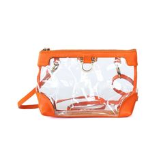 Sharon Clear Crossbody - Orange Oil Leather | Sapahn. Clear Crossbody Shoulder Bag For On-the-go, Clear Shoulder Bag With Removable Pouch For Travel, Clear Satchel Bag For Travel, Clear Crossbody Shoulder Bag With Detachable Strap, Clear Rectangular Shoulder Bag For Travel, Clear Pouch Shoulder Bag For Travel, Clear Travel Shoulder Bag, Clear Bags With Adjustable Strap For Everyday Use, Clear Bag With Adjustable Strap For Everyday Use