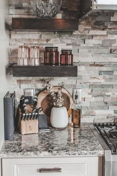 the kitchen counter is clean and ready for us to use