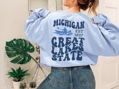 Michigan Sweatshirt Michigan Crewneck Midwest Sweatshirt - Etsy Midwest Sweatshirt, Colorado Sweatshirt, Michigan Hoodie, Michigan Sweatshirt, Oversized Crewneck, Limassol, Colorado Springs, Printed Sweatshirts, Stay Warm