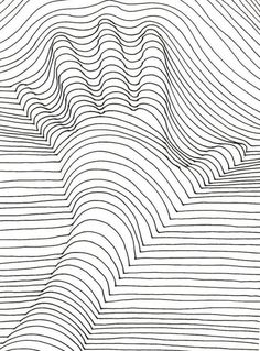 an abstract drawing with lines in the shape of mountains