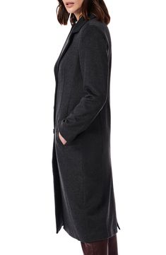 Look classy while staying comfortably covered up in this handsome longline coat crafted from a warm wool blend. 45" length (size Medium) Notched lapels Lined 52% wool, 43% polyester, 5% other fibers Dry clean Imported Long Wool Coat For Formal Occasions, Long Single-breasted Wool Coat, Gray Long Wool Coat For Business, Long Wool Coat For Business, Long Wool Coat For Business In Fall, Business Long Sweater Coat For Fall, Business Fall Long Sweater Coat, Classic Long Wool Outerwear, Long Wool Outerwear For Business