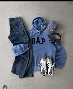 대학생 스타일, Blue Hoodie Outfit, Samba Outfit, Mens Outfit Inspiration, Vintage Fits