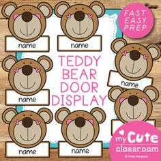 teddy bear door display with name tags