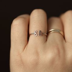 Open Initial Ring, Monogram Ring, Name Ring, Personalized Ring, Double Initial Name Ring, 14K Solid Gold Ring, 14k Gold Personalized Jewelry ≫ Product Details ◈ Handmade / Handcrafted Fine Jewelry ◈ Initial Size: approximately 5.90mm x 2.50mm (each initial) ◈ Band Thickness: 1.20mm ◈ Metal: Solid 14K Gold ◈ Gold Color: White gold, Rose gold, Yellow gold ≫ Please read our FAQ below for more detail. 14k Gold Monogram Rings For Anniversary, Silver 14k Gold Open Initial Ring, 14k Gold Stackable Rings With Initials For Anniversary, Sterling Silver 14k Stamped Initial Promise Ring, Dainty Sterling Silver Initial Ring Stamped 14k, White Gold Initial Ring For Promise, Promise White Gold Initial Ring, Rose Gold Sterling Silver Rings With Initials, Initial Open Ring For Anniversary