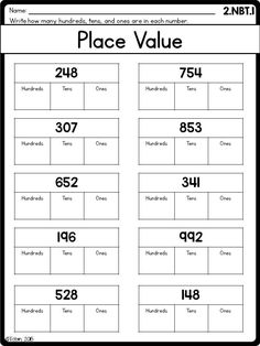 place value worksheet with numbers and times to print out for the first grade