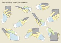 several hands holding cell phones with gloves on their fingertipss, all showing the same screen size