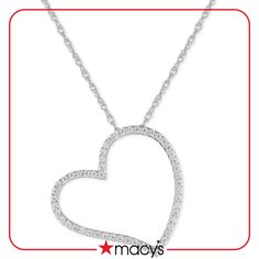 in stock Macy's Diamond White Necklace Gift, Macy's Diamond White Necklace, Macy's Heart Pendant Necklace For Valentine's Day, Macy's Necklace For Anniversary On Valentine's Day, Macy's Heart Necklace For Valentine's Day, Macy's White Heart-shaped Jewelry, Diamond White Open Heart Necklace For Valentine's Day, Macy's Silver Heart Cut Necklace, Macy's Heart Cut Necklace For Gifts