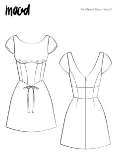 the front and back views of a dress