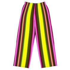 💛Get the comfort of pajamas in this stylish pair of Women's Wide-Leg Baggy Pants with a Pink & Neon Stripes Design. With the adjustable waist and stretchy fabric, it's like your favorite sweatpants but better! * Relaxed fit * Practical side pockets * Elastic waistband with a white drawstring * Can be worn on the waist or on the hips * Premium knit mid-weight jersey fabric * 95% polyester, 5% elastane (fabric composition may vary by 1%) * Fabric weight: 6.19 oz/yd2 (210 g/m2) (weight may vary by Neon Stripes, Womens Pajamas Pants, Stylish Clothes, Pink Neon, Loungewear Women, Elastane Fabric, Crop Top Shirts, Baggy Pants, Striped Pants