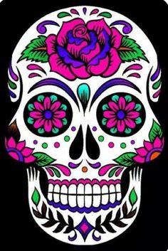 a colorful skull with flowers on it