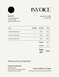 an invoice is shown on the front of a white sheet