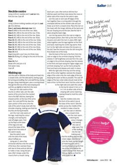 an article in the knitting book shows a knitted doll with red, white and blue stripes