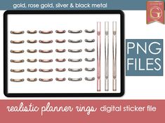 the gold, rose and silver metal sticker files are available for purchase