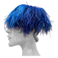 A fabulous 1950s-early 1960s pill box hat from The Woodward Shops covered entirely with lush cobalt blue ostrich feathers with a button-like swirl at center top. Base constructed of stiffened tulle. Pill Box Hat, Feather Fringe, Box Hat, Designer Hats, Pillbox Hat, Ostrich Feather, Pill Boxes, Ostrich Feathers, Hats Vintage