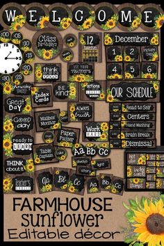 the farmhouse sunflower editable decor kit is available for all ages and abilitiess