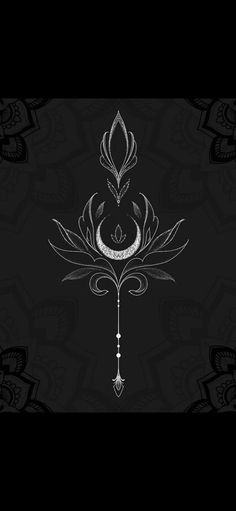 a black and white wallpaper with an ornate design on it's back ground