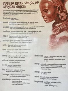 a poster with an african woman's profile and words in spanish on the front