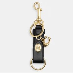 Refined Calf Leather Snap Closure Attached Split Key Rings And Dogleash Clip 3/4" (L) X 2 1/2" (H) Style No. Cr727 Snap Bag, Coach Keychain, Black Only, Girly Accessories, Coach Accessories, H Style, Small Purse, Key Card Holder, Bags Designer Fashion