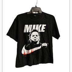 Michael Myers T Shirt Michael Myers Cricut Shirt, Black Halloween T-shirt With Logo Print, Halloween Crew Neck Tops With Logo Print, Crew Neck Tops With Logo Print For Halloween, Atlanta Falcons Shirts, Harry Potter Tee, Graphic Band Tees, Game Black, Michael Myers