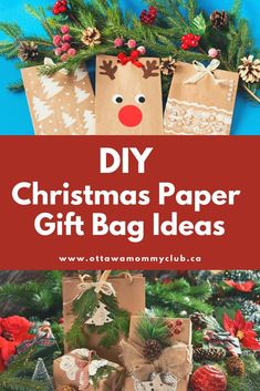 christmas paper gift bag ideas with text overlay