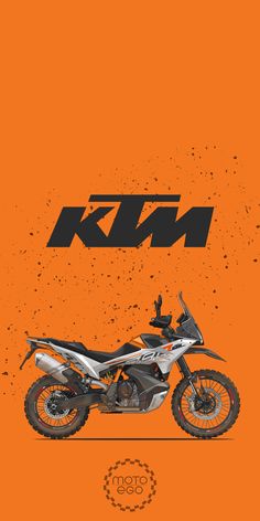 an orange background with a motorcycle on it