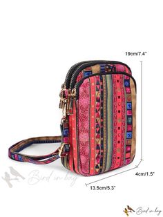 Bird in Bag - Bohemian Style Womens Small Crossbody Bag with Triple-Zipper Cell Phone and Handbag Compartment. Multicolor Pouch Bag With Zipper Closure, Bohemian Shoulder Bag With Zipper Closure, Bohemian Shoulder Bag With Zipper, Multicolor Phone Bag With Zipper For Daily Use, Bohemian Multicolor Bags With Zipper Closure, Bohemian Multicolor Bags With Zipper, Bohemian Crossbody Bag With Zipper Pocket, Bohemian Rectangular Shoulder Bag With Zipper, Multicolor Pouch Bag With Zipper Pocket