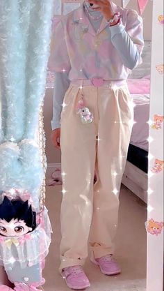 Aesthetic Pastel Clothes, Sanrio Outfits Masc, Masculine Kawaii Outfits, Pastel Aesthetic Clothing, Kawaii Guy Outfits, Pastel Male Outfits Aesthetic, Kawaii Clothes Men, Kawaii Clothes Male, Comfy Pastel Outfits