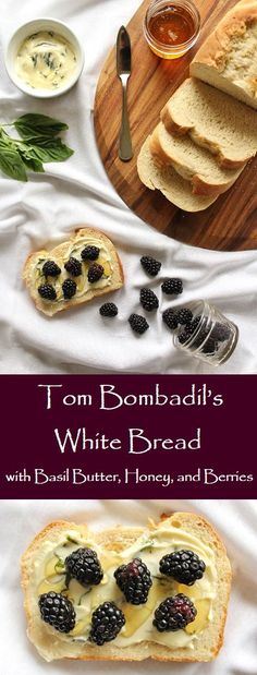 toasted bread with blackberries, butter and honey